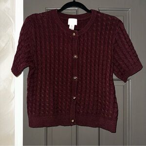 NWOT H&M Burgundy Cable Knit Cardigan